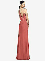 Front View Thumbnail - Coral Pink Draped Blouson Back Chiffon Maxi Dress