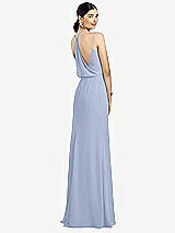 Front View Thumbnail - Sky Blue Draped Blouson Back Chiffon Maxi Dress