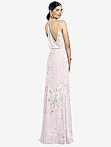 Front View Thumbnail - Watercolor Print Draped Blouson Back Chiffon Maxi Dress