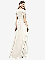 Rear View Thumbnail - Ivory Flutter Sleeve Faux Wrap Chiffon Dress