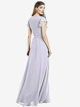 Rear View Thumbnail - Silver Dove Flutter Sleeve Faux Wrap Chiffon Dress