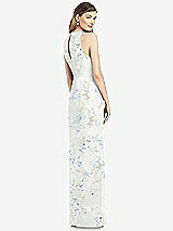 Rear View Thumbnail - Bleu Garden Sleeveless Chiffon Dress with Draped Front Slit