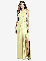 Alt View 1 Thumbnail - Butter Yellow Sleeveless Chiffon Dress with Draped Front Slit