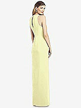 Rear View Thumbnail - Butter Yellow Sleeveless Chiffon Dress with Draped Front Slit