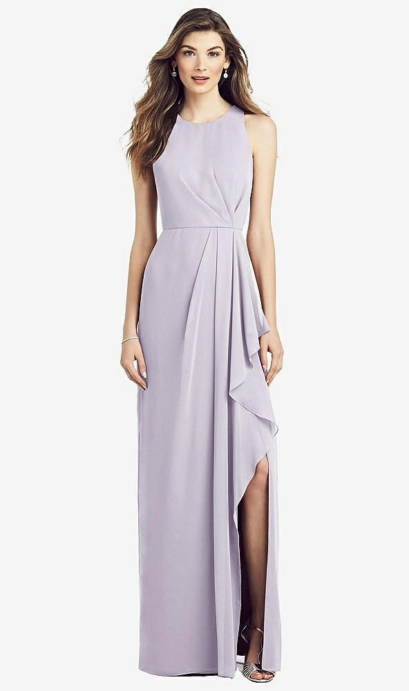 Front View - Moondance Sleeveless Chiffon Dress with Draped Front Slit