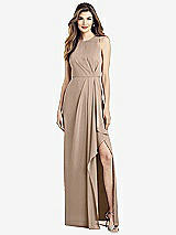 Alt View 1 Thumbnail - Topaz Sleeveless Chiffon Dress with Draped Front Slit