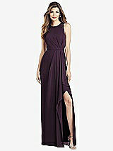 Alt View 1 Thumbnail - Aubergine Sleeveless Chiffon Dress with Draped Front Slit