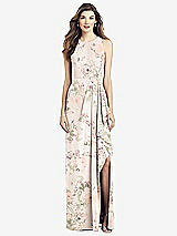 Front View Thumbnail - Blush Garden Sleeveless Chiffon Dress with Draped Front Slit