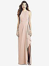 Front View Thumbnail - Cameo Sleeveless Chiffon Dress with Draped Front Slit