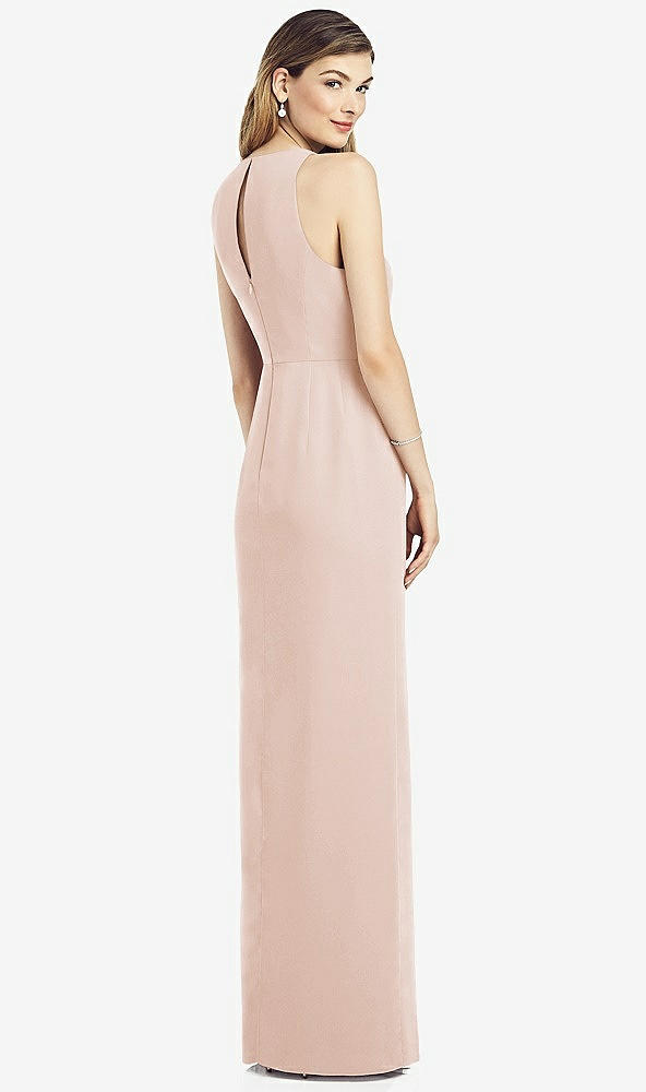 Back View - Cameo Sleeveless Chiffon Dress with Draped Front Slit