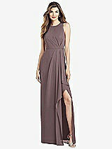 Alt View 1 Thumbnail - French Truffle Sleeveless Chiffon Dress with Draped Front Slit