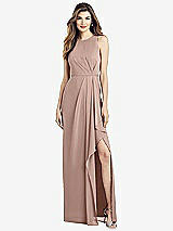 Alt View 1 Thumbnail - Neu Nude Sleeveless Chiffon Dress with Draped Front Slit