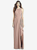 Front View Thumbnail - Neu Nude Sleeveless Chiffon Dress with Draped Front Slit