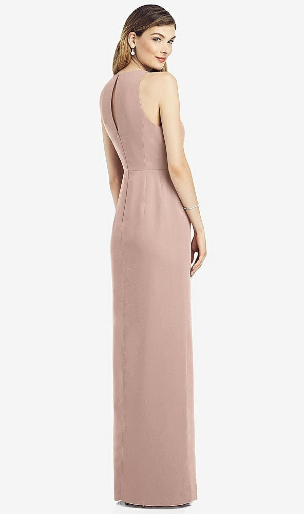 Back View - Neu Nude Sleeveless Chiffon Dress with Draped Front Slit