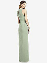 Rear View Thumbnail - Sage Sleeveless Chiffon Dress with Draped Front Slit