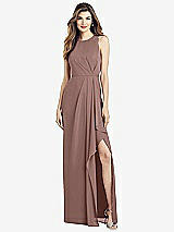 Alt View 1 Thumbnail - Sienna Sleeveless Chiffon Dress with Draped Front Slit