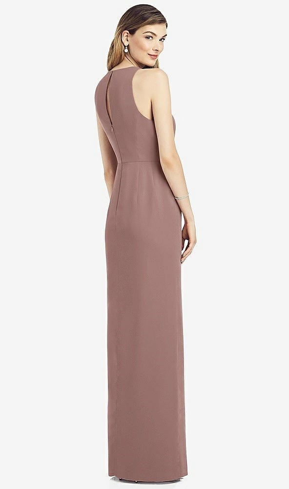 Back View - Sienna Sleeveless Chiffon Dress with Draped Front Slit