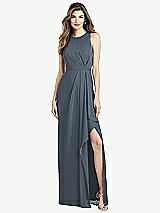 Alt View 1 Thumbnail - Silverstone Sleeveless Chiffon Dress with Draped Front Slit