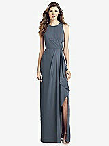 Front View Thumbnail - Silverstone Sleeveless Chiffon Dress with Draped Front Slit