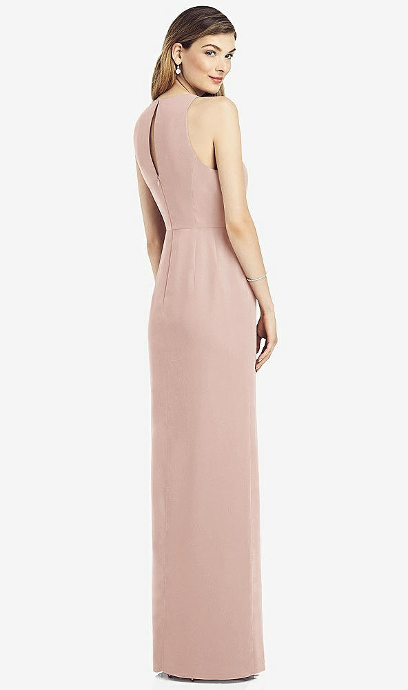 Back View - Toasted Sugar Sleeveless Chiffon Dress with Draped Front Slit