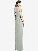 Rear View Thumbnail - Willow Green Sleeveless Chiffon Dress with Draped Front Slit