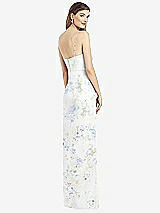 Rear View Thumbnail - Bleu Garden Spaghetti Strap Draped Skirt Gown with Front Slit