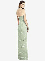 Rear View Thumbnail - Vintage Primrose Sage Spaghetti Strap Draped Skirt Gown with Front Slit