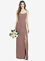 Front View Thumbnail - Sienna Spaghetti Strap V-Back Crepe Gown with Front Slit