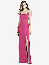 Alt View 1 Thumbnail - Tea Rose Spaghetti Strap V-Back Crepe Gown with Front Slit