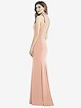 Front View Thumbnail - Pale Peach Bow-Neck Open-Back Trumpet Gown