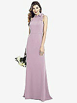 Alt View 1 Thumbnail - Suede Rose Bow-Neck Open-Back Trumpet Gown