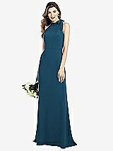 Alt View 1 Thumbnail - Atlantic Blue Bow-Neck Open-Back Trumpet Gown