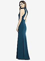 Front View Thumbnail - Atlantic Blue Bow-Neck Open-Back Trumpet Gown