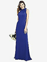 Alt View 1 Thumbnail - Cobalt Blue Bow-Neck Open-Back Trumpet Gown