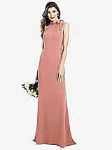 Alt View 1 Thumbnail - Desert Rose Bow-Neck Open-Back Trumpet Gown