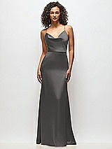 Alt View 4 Thumbnail - Caviar Gray Cowl-Neck Criss Cross Back Slip Dress