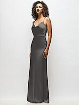 Alt View 5 Thumbnail - Caviar Gray Cowl-Neck Criss Cross Back Slip Dress
