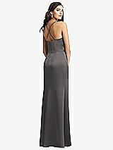 Rear View Thumbnail - Caviar Gray Cowl-Neck Criss Cross Back Slip Dress