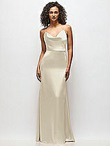 Alt View 4 Thumbnail - Champagne Cowl-Neck Criss Cross Back Slip Dress