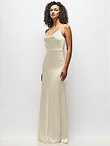 Alt View 5 Thumbnail - Champagne Cowl-Neck Criss Cross Back Slip Dress
