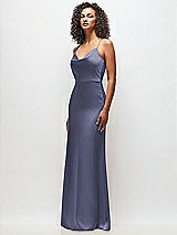Side View Thumbnail - French Blue Cowl-Neck Criss Cross Back Slip Dress