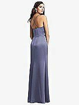 Rear View Thumbnail - French Blue Cowl-Neck Criss Cross Back Slip Dress