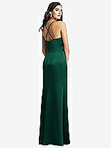 Rear View Thumbnail - Hunter Green Cowl-Neck Criss Cross Back Slip Dress