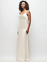 Side View Thumbnail - Ivory Cowl-Neck Criss Cross Back Slip Dress