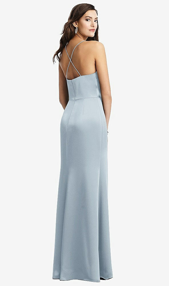 Back View - Mist Cowl-Neck Criss Cross Back Slip Dress