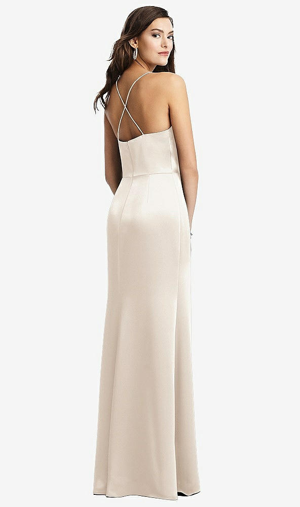 Back View - Oat Cowl-Neck Criss Cross Back Slip Dress