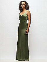 Alt View 5 Thumbnail - Olive Green Cowl-Neck Criss Cross Back Slip Dress