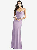 Front View Thumbnail - Pale Purple Cowl-Neck Criss Cross Back Slip Dress