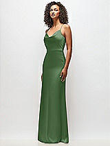 Side View Thumbnail - Vineyard Green Cowl-Neck Criss Cross Back Slip Dress