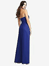 Rear View Thumbnail - Cobalt Blue Strapless Notch Crepe Jumpsuit with Pockets